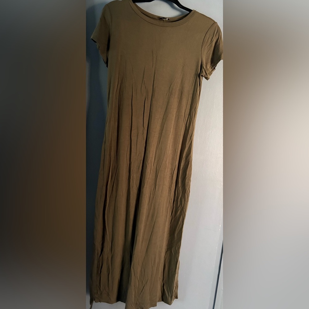 Express Olive Green Short Sleeve Maxi Dress